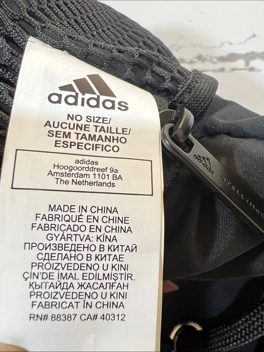 Adidas by Stella McCartney Black Mesh Drawstring Backpack Boxing Gymsack